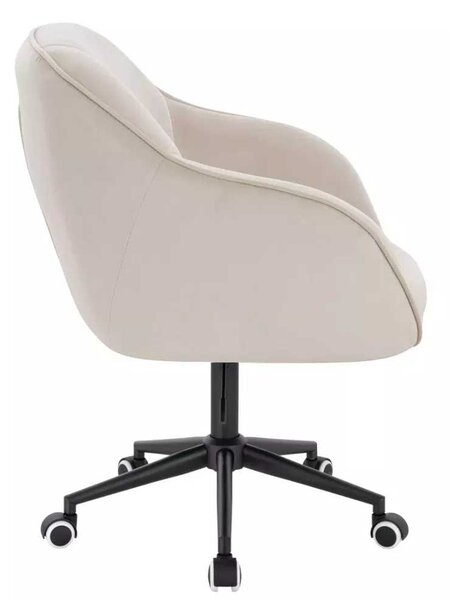 LuxuryForm DESIGN Stolička AVOLA VELUR na čiernej podstave s kolieskami - krémová