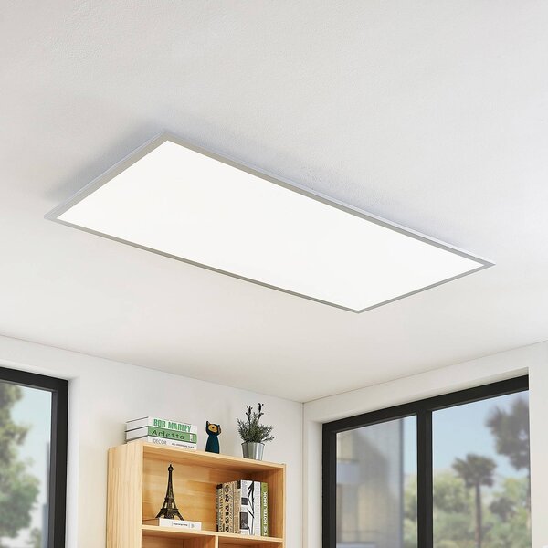 Stropné svietidlo Lindby LED Zento, 120 cm, strieborná, 4 000 K, Hliník / sivá / zinok, Kuchyňa, Plast, Moderný, Stropné svetlo