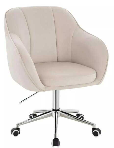 LuxuryForm DESIGN Stolička AVOLA VELUR na striebornej podstave s kolieskami - krémová