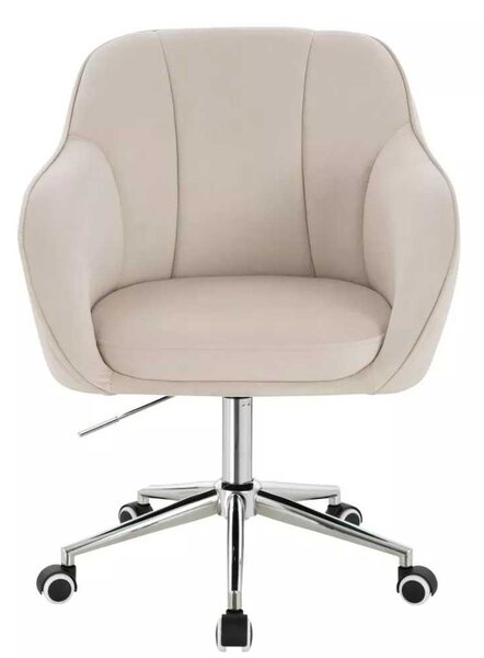 LuxuryForm DESIGN Stolička AVOLA VELUR na striebornej podstave s kolieskami - krémová
