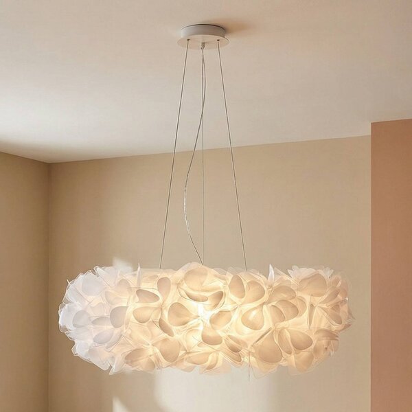 Slamp závesné svietidlo Clizia Mama Non Mama, Ø78cm, biela/číra, Biela / opálová, Obývacia izba / jedáleň, Plast, Dizajn, Závesné svietidlo