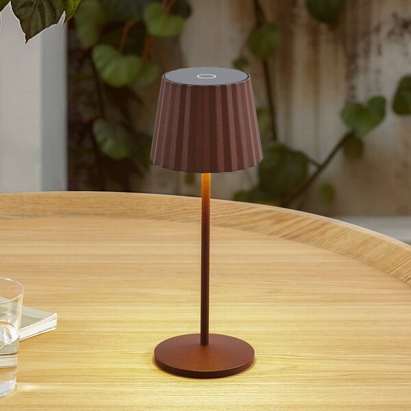 Lindby stolová LED lampa Esali, hrdzavohnedá, IP65, Hnedá / hrdzavá, Obývacia izba / jedáleň, Hliník, Moderný, Stojacie svietidlo
