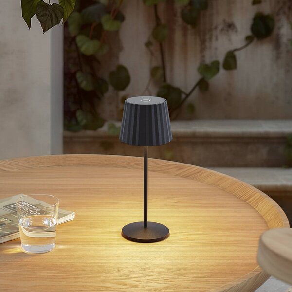 Lindby stolová LED lampa Esali, čierna, kov, IP65, Čierna, Obývacia izba / jedáleň, Hliník, Moderný, Stojacie svietidlo