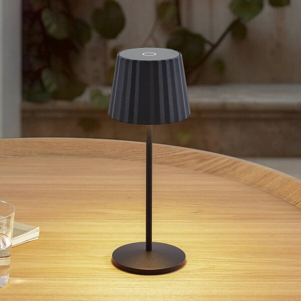 Lindby stolová LED lampa Esali, čierna, kov, IP65, Čierna, Obývacia izba / jedáleň, Hliník, Moderný, Stojacie svietidlo
