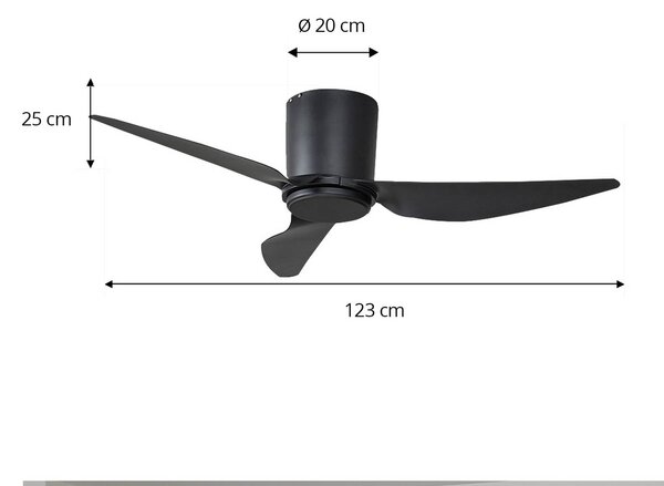 Lindby Stropný ventilátor Aulo, čierny, DC, tichý, Ø 123 cm, Čierna, Obývacia izba / jedáleň, kov, Moderný