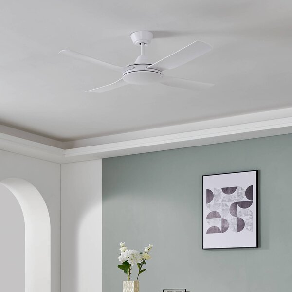 EGLO Stropný ventilátor Bondi 1, matná biela, diaľkové ovládanie, Biela / opálová, Obývacia izba / jedáleň, Plast
