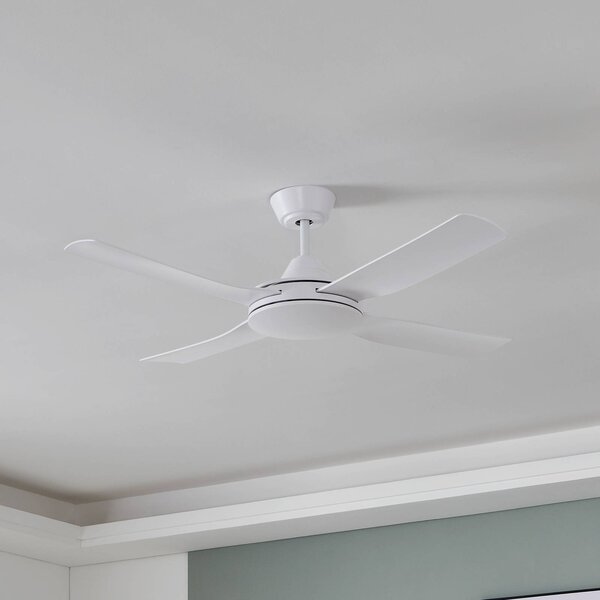 EGLO Stropný ventilátor Bondi 1, matná biela, diaľkové ovládanie, Biela / opálová, Obývacia izba / jedáleň, Plast