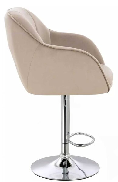 LuxuryForm DESIGN Barová stolička AVOLA VELUR na striebornom tanieri - latte