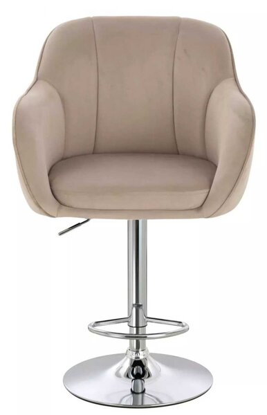 LuxuryForm DESIGN Barová stolička AVOLA VELUR na striebornom tanieri - latte