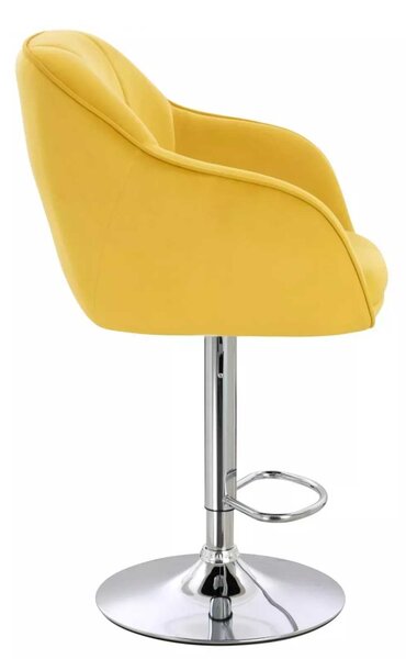 LuxuryForm DESIGN Barová stolička AVOLA VELUR na striebornom tanieri - žltá