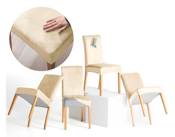 Béžové napínacie poťahy v súprave 4 ks na stoličku 48 cm Sento – Restilo
