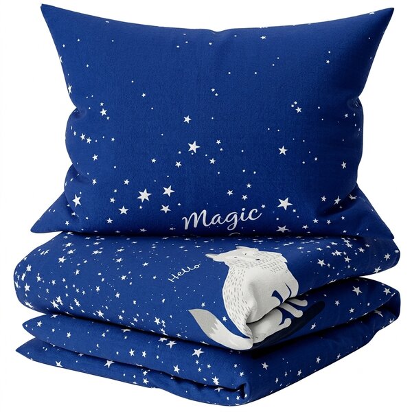 Svietiace bavlnené obliečky do postieľky MAGIC STARS modré Rozmer obliečky: 40 x 60 cm | 100 x 135 cm