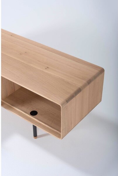 TV stolík z dubového dreva v čierno-prírodnej farbe 160x48 cm Fina – Gazzda