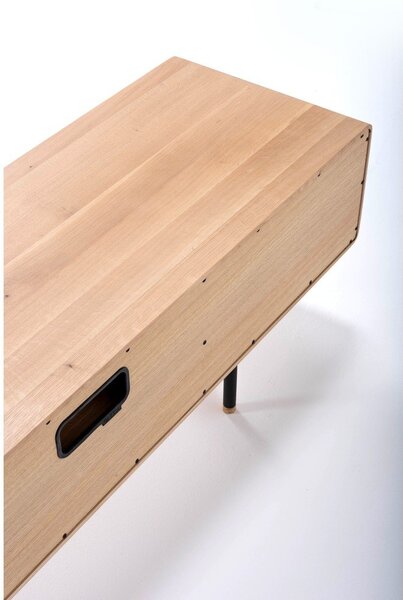 TV stolík z dubového dreva v čierno-prírodnej farbe 160x48 cm Fina – Gazzda