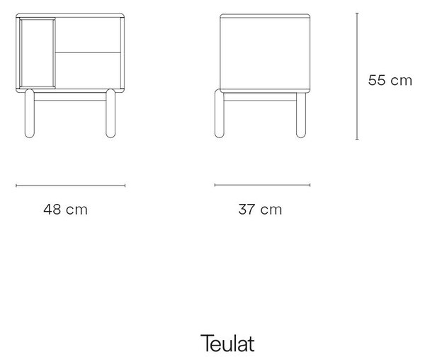 Tmavosivý nočný stolík Corvo - Teulat