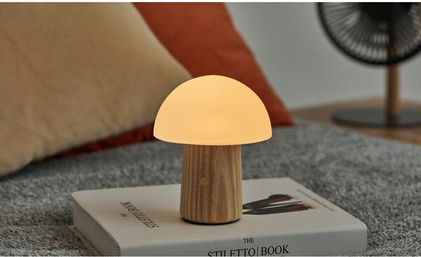 Stmievateľná stolová lampa v prírodnej farbe so skleneným tienidlom (výška 13 cm) Alice – Gingko