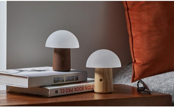 Stmievateľná stolová lampa v prírodnej farbe so skleneným tienidlom (výška 13 cm) Alice – Gingko