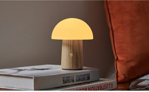 Stmievateľná stolová lampa v prírodnej farbe so skleneným tienidlom (výška 13 cm) Alice – Gingko