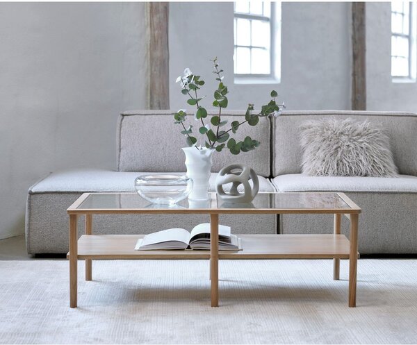 Sklenený konferenčný stolík v prírodnej farbe 60x120 cm Elba – Unique Furniture