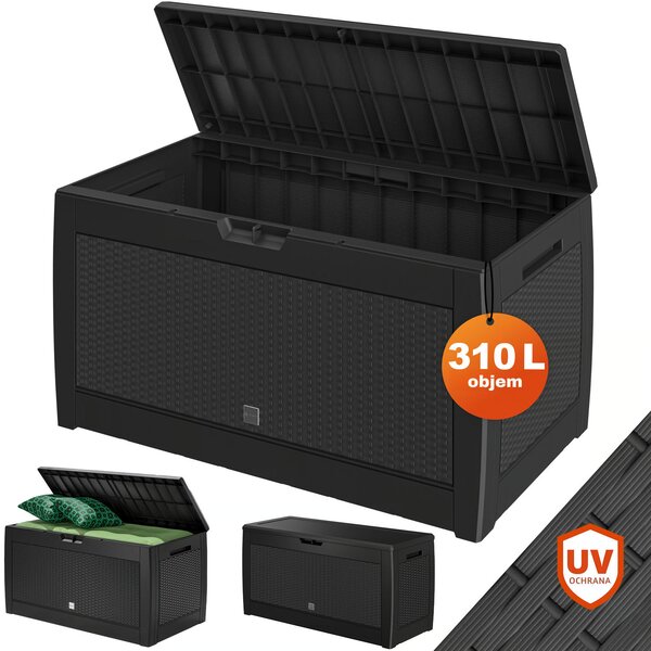 Odkladací box RATO, 310l, 119x48x60cm, antracitová Prosperplast
