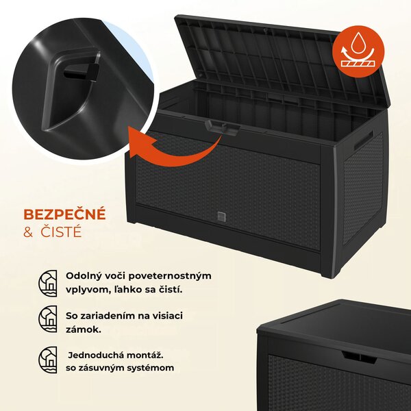 Odkladací box RATO, 310l, 119x48x60cm, antracitová Prosperplast