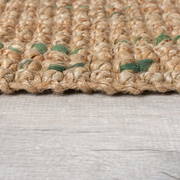 Obojstranný ručne tkaný jutový behúň v zeleno-prírodnej farbe 60x230 cm Jute Boucle Green – Flair Rugs