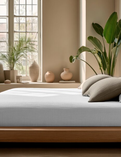 DreamHouse Mušelínové napínacie prestieradlo Bílé Veľkosť: 90 x 200 + 30