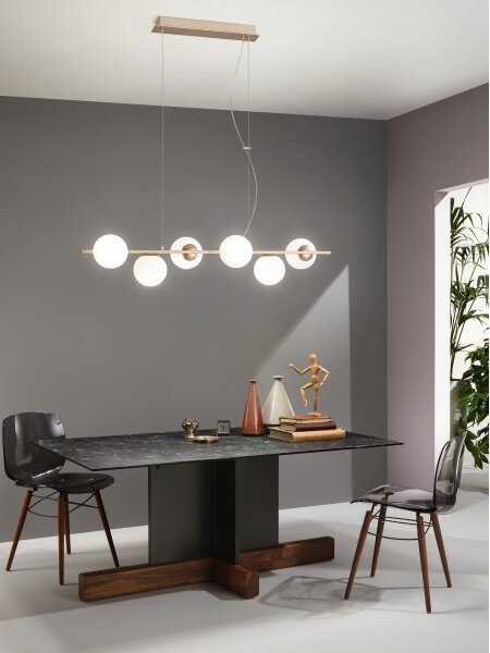Ondaluce - Závesný luster na lanku MONILE 6xE14/10W/230V zlatá/biela