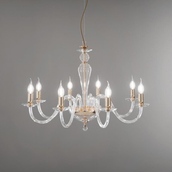 Ondaluce - Závesný luster na lankách PAGANINI 6xE14/10W/230V priemer 70 cm zlatá/číra