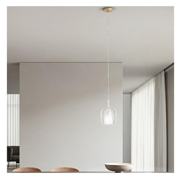 Ondaluce - Závesný luster na lanku THELMA 1xE27/15W/230V pr. 19,5 cm zlatá/číra