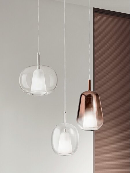 Ondaluce - Závesný luster na lanku THELMA 1xE27/15W/230V pr. 19,5 cm zlatá/číra