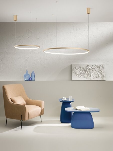 Ondaluce - LED stmievateľný luster na lane SOEL LED/38W/230V pr. 80 cm zlatý