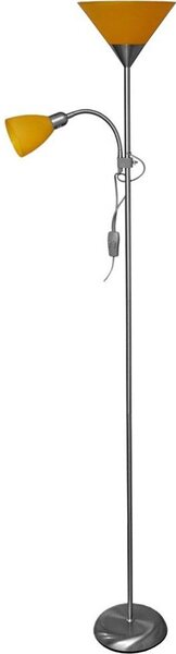 Stojacia lampa WENDY 1xE27/100W/230V + 1xE14/40W matný chróm/oranžová