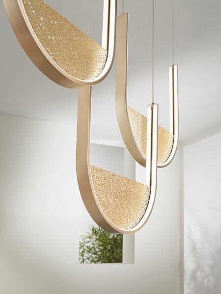 Ondaluce - LED stmievateľný luster na lanku LOTUS LED/70W/230V zlatá