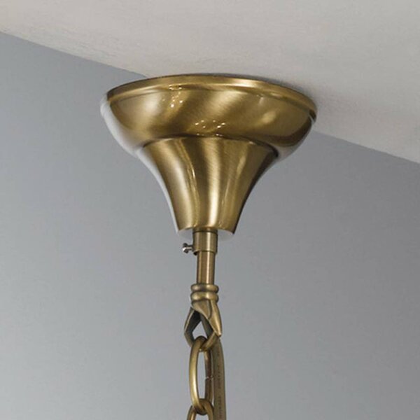 Okrúhly tvar lucerny – závesná lampa Rieka 43 cm, Jasné / priehľadné, Obývacia izba / jedáleň, kov, Starožitný, Závesné svietidlo