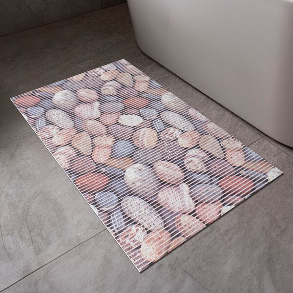Kúpeľňová penová rohož / predložka PRO-028 Červeno-modré kamene - metráž šírka 65 cm