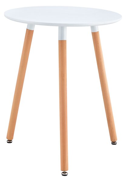 KONDELA Jedálenský stôl, biela/buk, priemer 60 cm, ELCAN NEW TYP 1