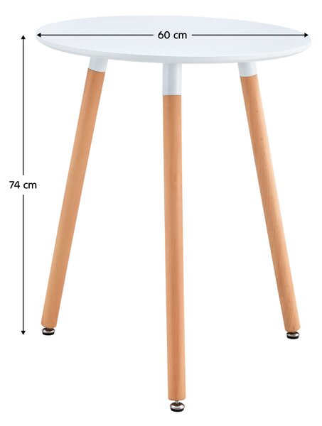 KONDELA Jedálenský stôl, biela/buk, priemer 60 cm, ELCAN NEW TYP 1
