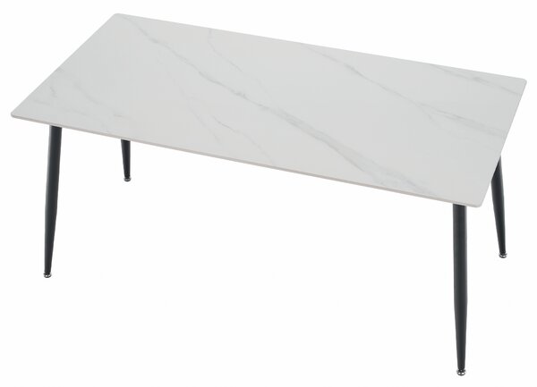Kondela Jedálenský stôl, biely mramor/čierna, 160x80 cm, FLORENC TYP 2