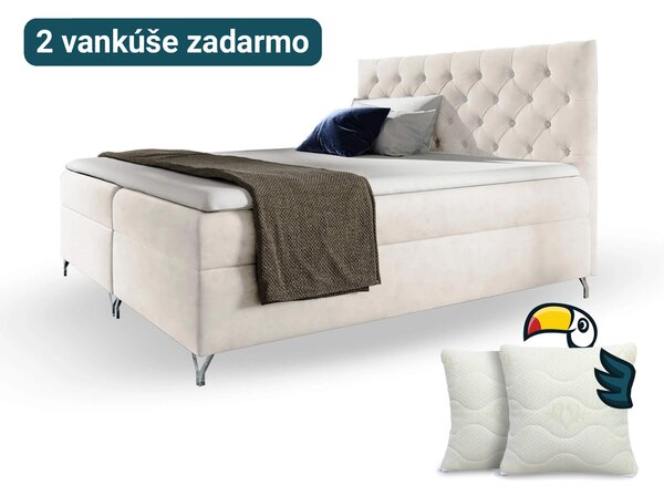 Wilsondo Čalúnená boxspring manželská posteľ Guliette s matracom - biela Rozmer: 160x200