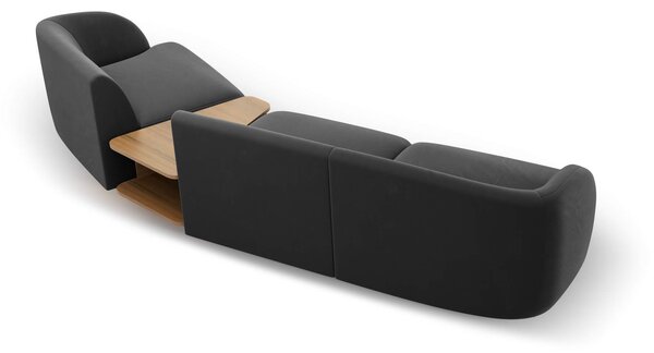 MUZZA Štvormiestna pohovka Milany so stolíkom 303 cm zamat pravá sivá
