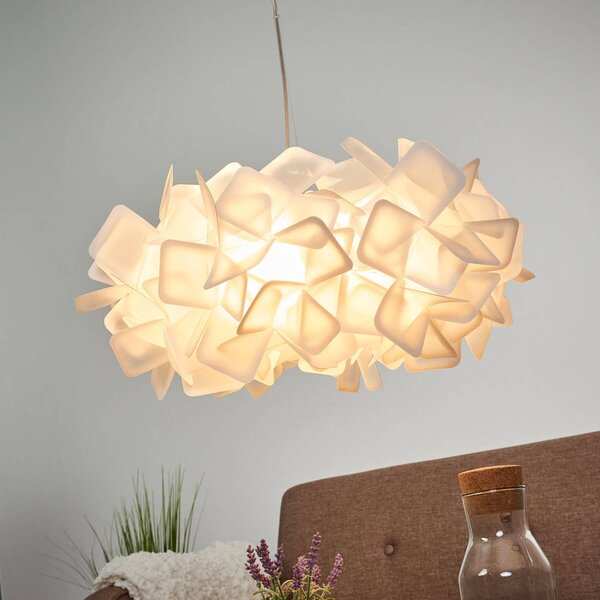 Slamp Clizia – dizajnérska závesná lampa, biela, Biela / opálová, Obývacia izba / jedáleň, Plast, Dizajn, Závesné svietidlo