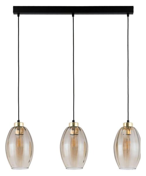 LED luster na lanku SEBO 3xE27/15W/230V čierna/dymovo-béžová