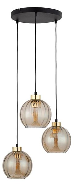 LED luster na lanku DEVI 3xE27/15W/230V čierna/dýmová béžová