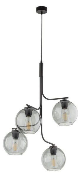LED luster na lanku CESAR 4xE27/15W/230V čierna/dymová sivá