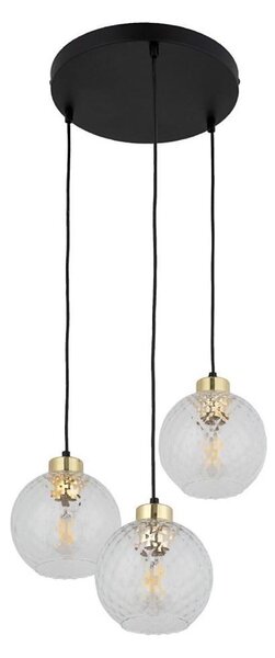 LED luster na lanku DEVON 3xE27/15W/230V čierna/číra