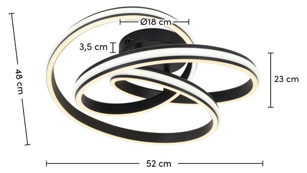 STROPNÉ LED SVIETIDLO, 48/52/23 cm Novel - Interiérové svietidlá
