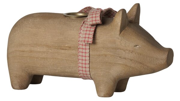 Svícen Wooden Nature Pig Medium