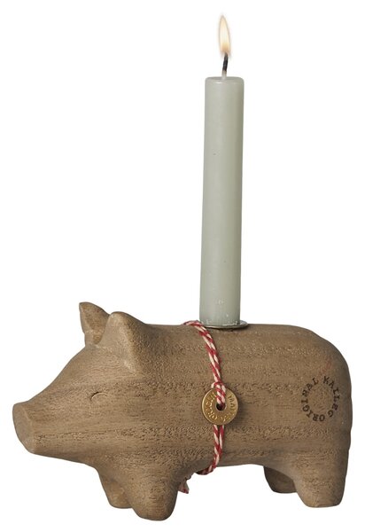 Svícen Wooden Nature Pig Small