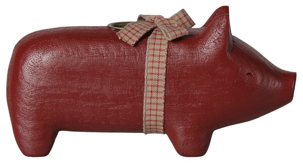 Svícen Wooden Red Pig Medium